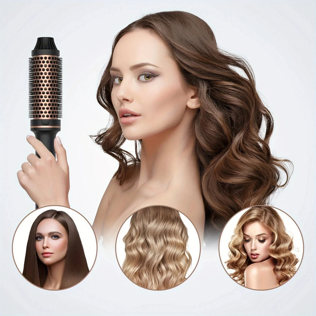 2-in-1 Hair Curler & Straightener Brush – 10 Heat Settings, Anti-Scald & 360° Swivel Cord