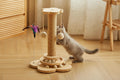 4-in-1 Wooden Cat Scratching Post – 46cm Tower with Tracking Ball & Interactive Toys