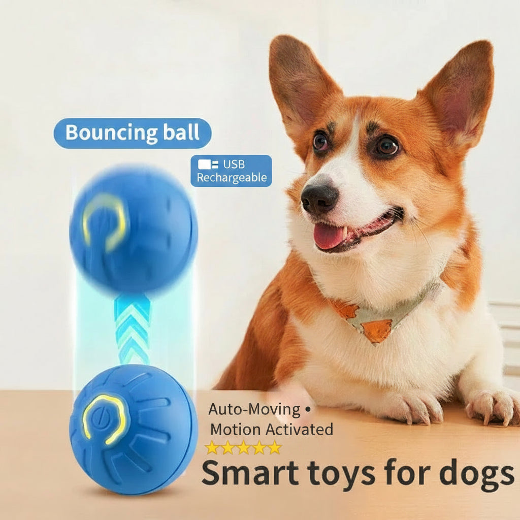 Self-Moving Dog Toy Ball – Auto-Bouncing, LED Light & USB Rechargeable