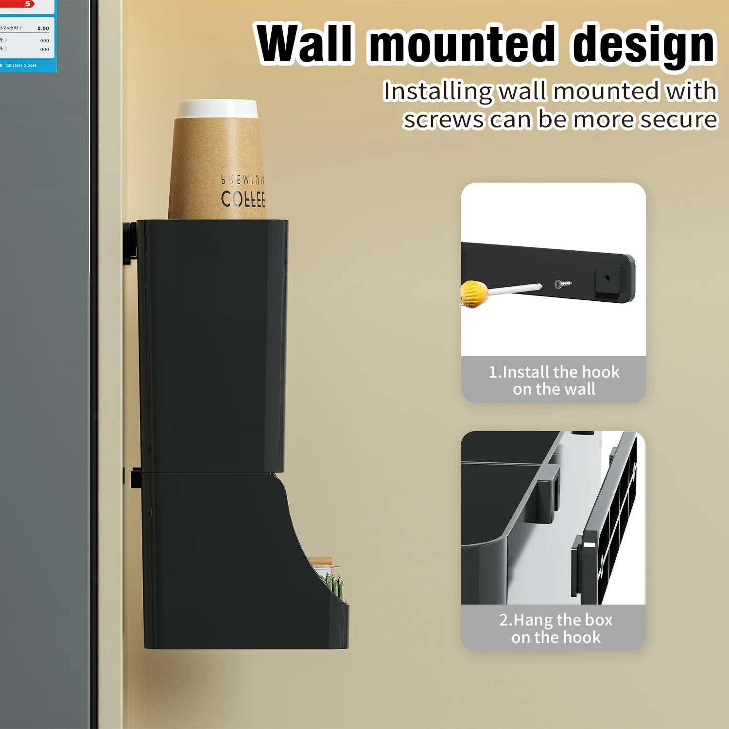 Wall-Mounted Coffee Station Organizer – Mugs, Pods & Condiment Storage
