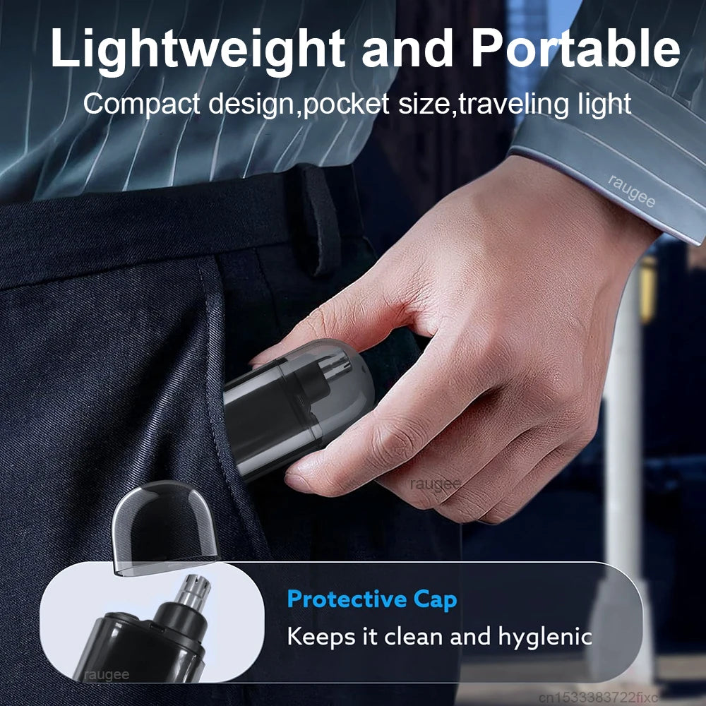 Rechargeable Nose & Ear Hair Trimmer – 360° Painless Blade, IPX7 Waterproof, USB Charging