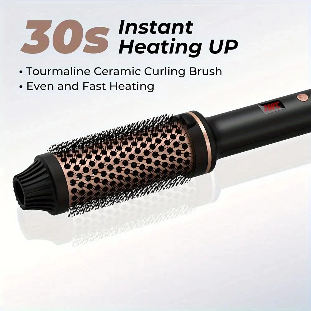 2-in-1 Hair Curler & Straightener Brush – 10 Heat Settings, Anti-Scald & 360° Swivel Cord