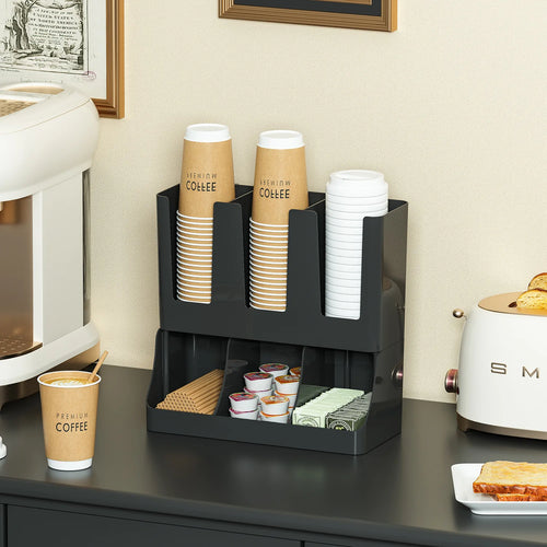 Wall-Mounted Coffee Station Organizer – Mugs, Pods & Condiment Storage