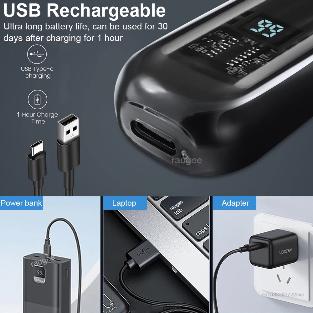 Rechargeable Nose & Ear Hair Trimmer – 360° Painless Blade, IPX7 Waterproof, USB Charging