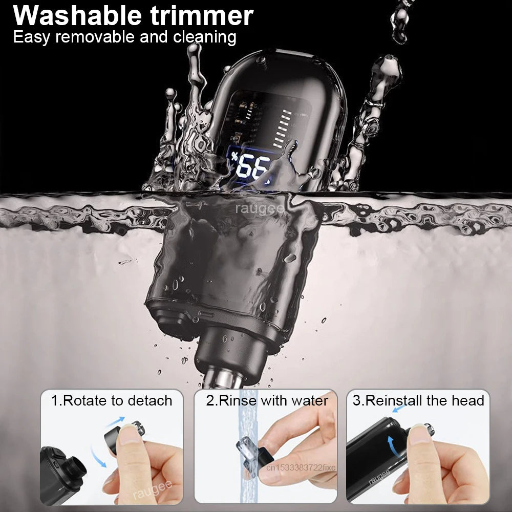 Rechargeable Nose & Ear Hair Trimmer – 360° Painless Blade, IPX7 Waterproof, USB Charging