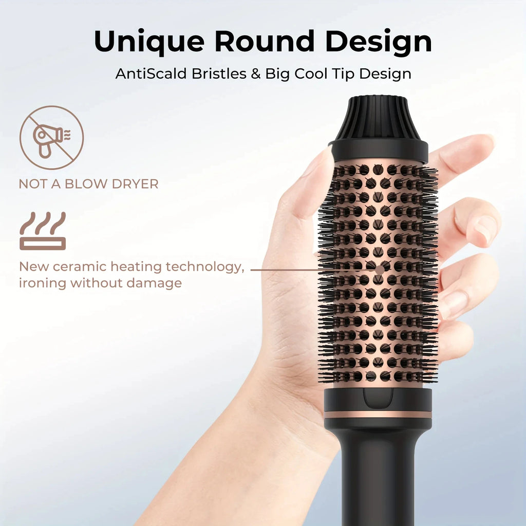 2-in-1 Hair Curler & Straightener Brush – 10 Heat Settings, Anti-Scald & 360° Swivel Cord